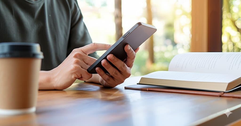 スマホで素早くメモを取る様子